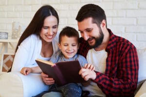 family reading bible together