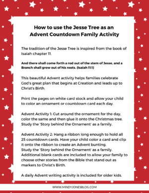 jesse tree advent activity printables