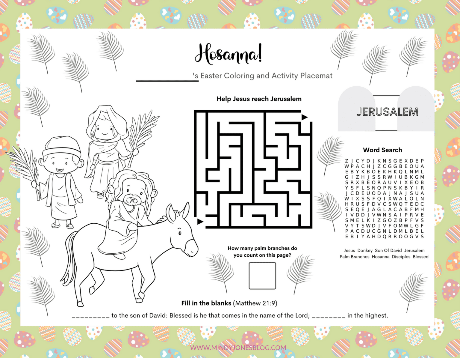 hosanna easter coloring page | Mindy Jones Blog