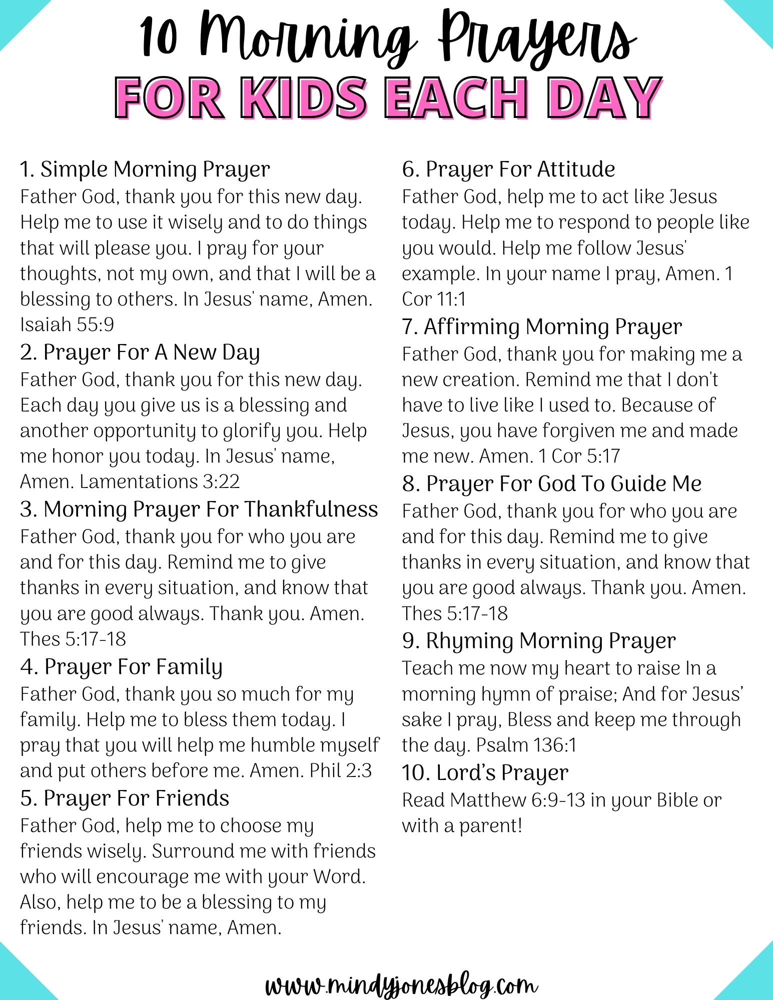 Free Printable Kid Prayers Free Printable Kid Prayers